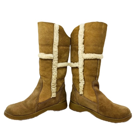 Vtg Pajar Womens Sz 6.5 Tan Suede Shearling Winter Snow Boots Genuine Wool - Picture 4 of 8